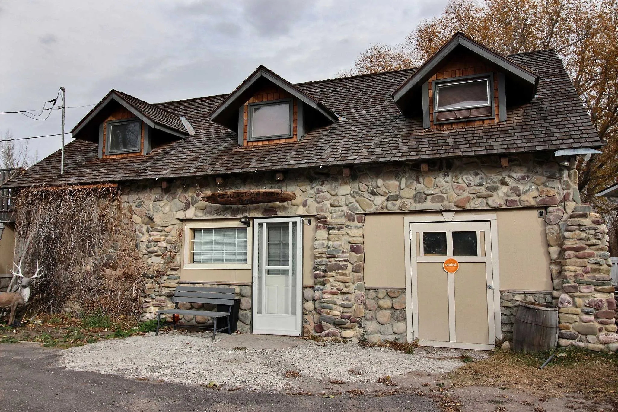Stone cottage with dormer windows