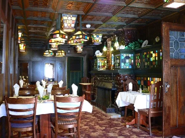 The Stained Glass Room set for dinner