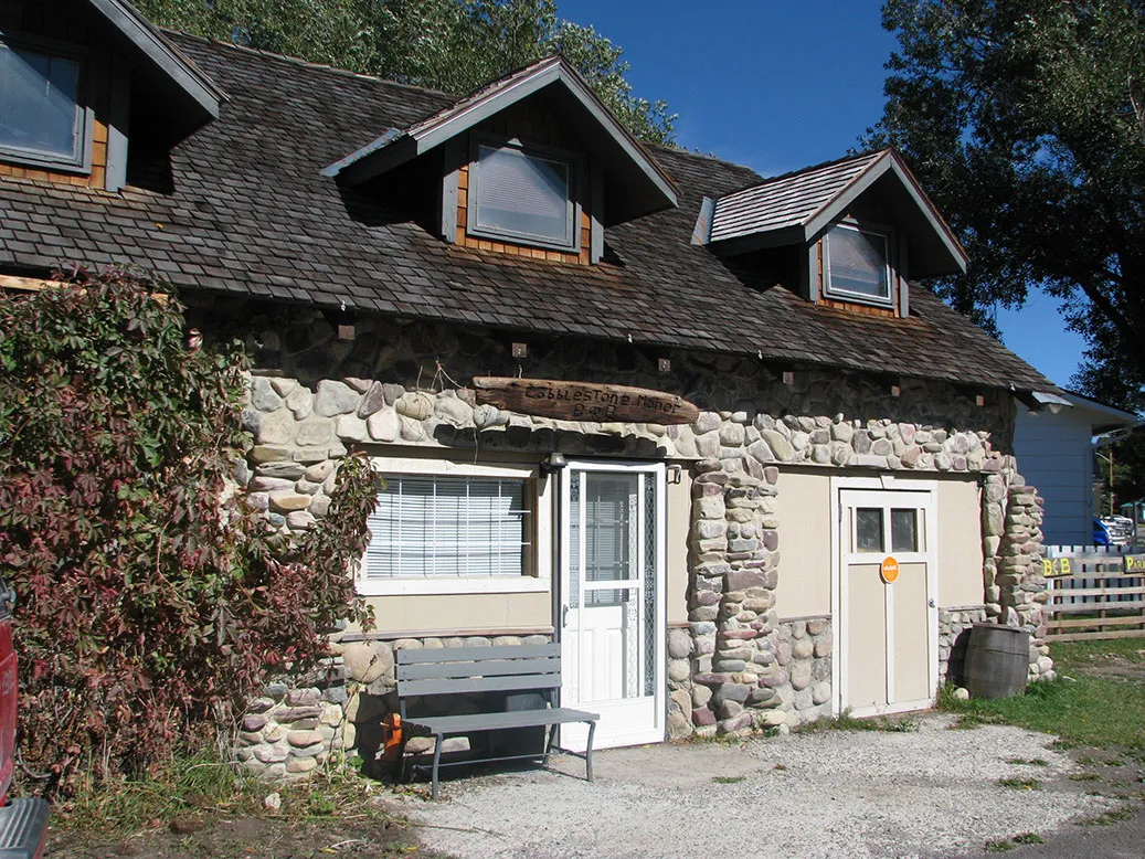 Front of the stone guest house